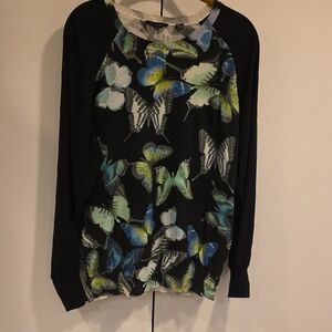 Ted Baker Multicolor Butterfly Long Sleeve Top (Size XL)